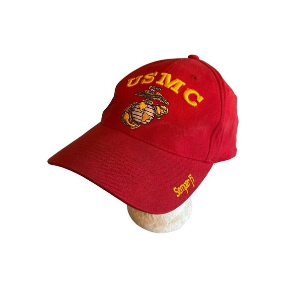 Red USMC United States marines Embroidered Logo Hat Cap Adjustable - Picture 1 of 10
